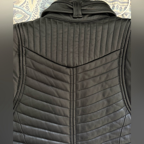 Guess by Marciano Black Leather Moto Vest Size Extra Small XS - Picture 11 of 13